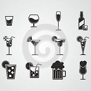 Drink and alcohol icon set