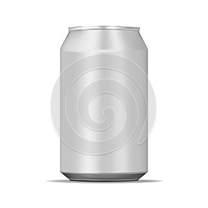 Drink aluminum can 330 ml isolated on white background  realistic mockup. Blank beverage packaging  vector template for design