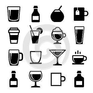 Drink and beverage icons set