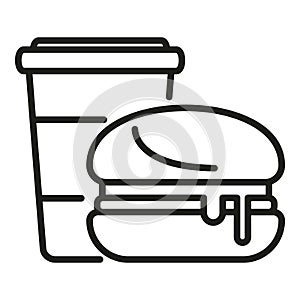 Drink burger time icon outline vector. Food lunch