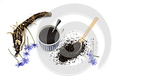 drink without caffeine, substitute for coffee. Infusion of the root of the chicory plant,