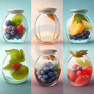 Drink, cocktail, Fresh fruit, flavored water. Food background, fruits, leaves. Pitcher with fruit, juice, fruit juice