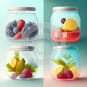 Drink, cocktail, Fresh fruit, flavored water. Food background, fruits, leaves. Pitcher with fruit, juice, fruit juice