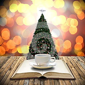 Drink coffee with bible in Christmas day