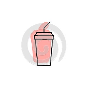 Drink with color shadow vector icon in movie, cinema, film, screen, flicks set