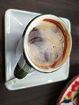 Drink espresso, hot black coffee in Singburi, Thailand In the afternoon, feeling fresh and clear.