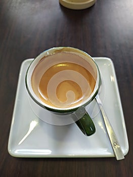 Drink espresso, hot black coffee in Singburi, Thailand In the afternoon, feeling fresh and clear.