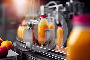 Drink factory production line fruit juice beverage prod. Generative AI