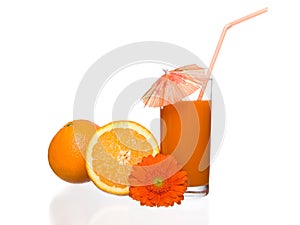 Drink with fruit on a white background.