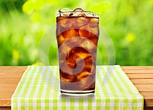 Drink with ice cubes, close-up view