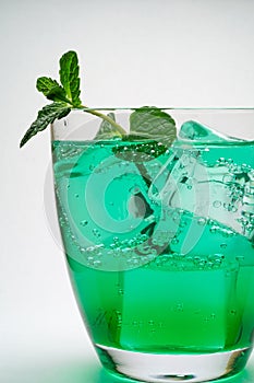 Drink with ice cubes and mint