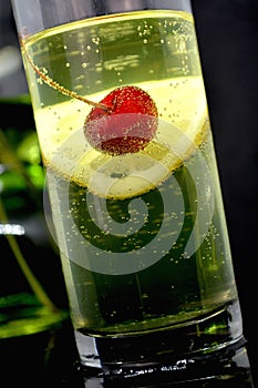 Drink with lemon and cedar fruit beverage photo
