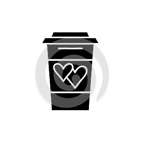 Drink of lovers black icon, vector sign on isolated background. Drink of lovers concept symbol, illustration