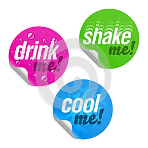 Drink me, shake me and cool me stickers