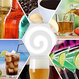 Drink menu collection collage beverages drinks square restaurant