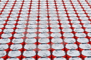 Drink metallic cans, top view