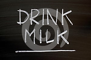 Drink Milk Reminder Written on a Blackboard