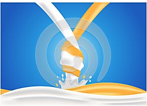 2 drink mixes together , milk and honey vector background photo
