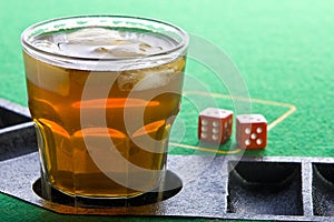 Drink on poker table