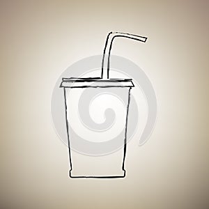 Drink sign illustration. Vector. Brush drawed black icon at ligh