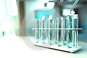 Lab proofs in modern science university clinic - drinking water quality test for bacteria concept, medical 3D illustration