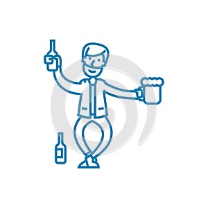 Drinking alcohol linear icon concept. Drinking alcohol line vector sign, symbol, illustration.