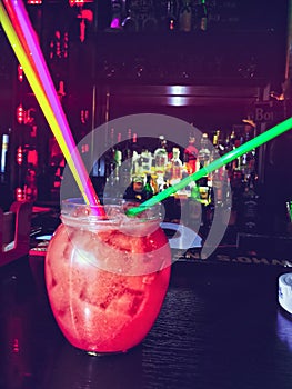 Drinking beautiful cocktail in the bar