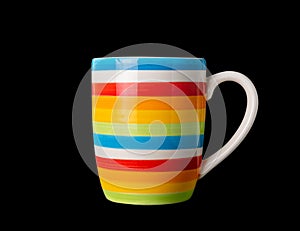 Drinking cup multicolor color, Isolated on black background with clipping path