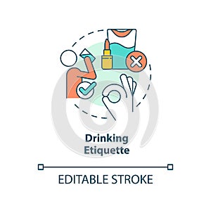 Drinking etiquette concept icon