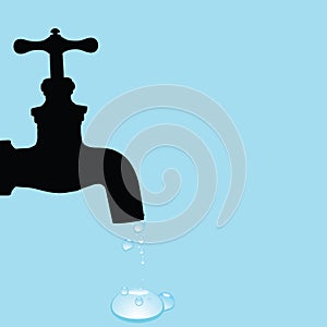 Drinking fountain and water droplets vector illustration