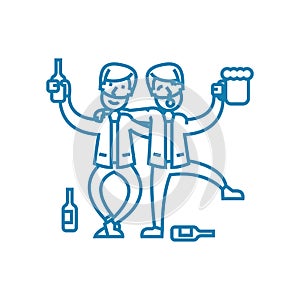 Drinking with friends linear icon concept. Drinking with friends line vector sign, symbol, illustration.