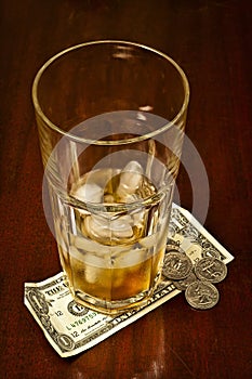 Drinking Glass With Tip Money