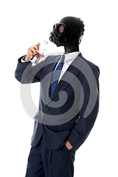 Drinking mask man