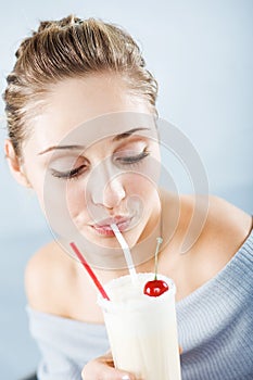 Drinking milk cocktail