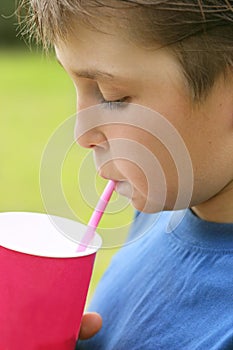 Drinking a milkshake