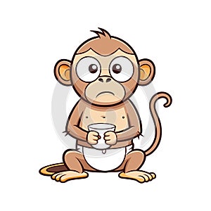 Drinking Monkey with Strained Look