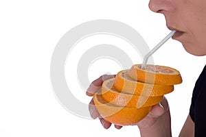 Drinking orange juice