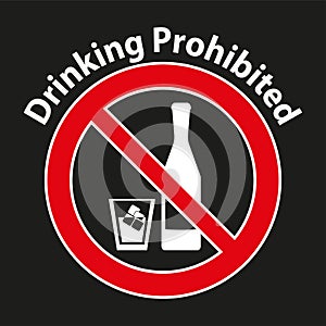 Drinking prohibited,No alcohol sign isolated on white background