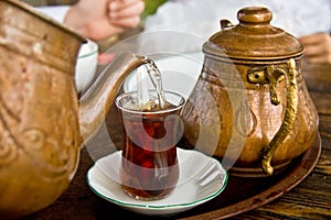 Drinking Traditional Turkish Tea