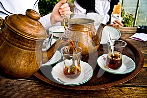 Drinking Traditional Turkish Tea With Friends