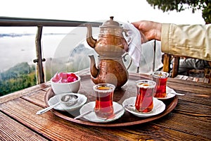 Drinking Traditional Turkish Tea With Friends