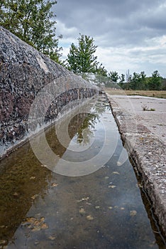 Drinking trough or typical pilon in the national park of Fuentes Carrionas. Palencia