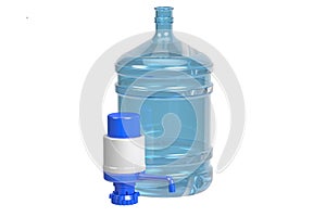 Drinking Water bottle with pump dispenser, 3D rendering