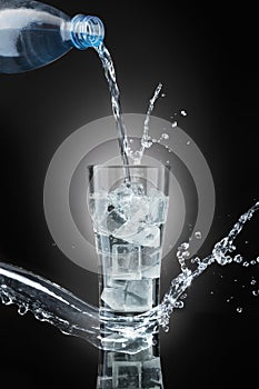Drinking water,on dark background