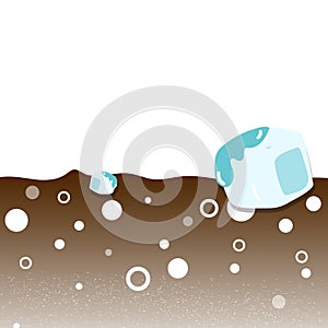 Drinking water with ice melting, cola, chocolate, soda and coffee concept abstract background vector illustration