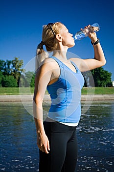 Drinking water after running