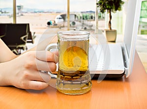 Drinking and working at the airport