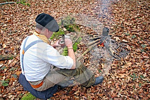 Drinking yerba in country woods