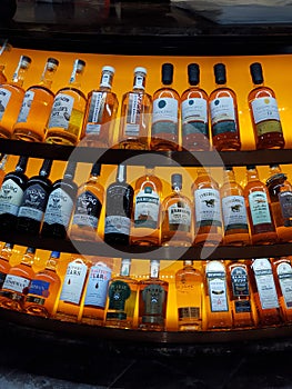 Drinks alcohol on a shelf