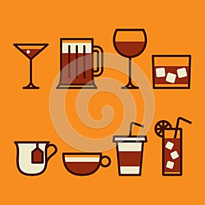 Drinks & beverages icons set